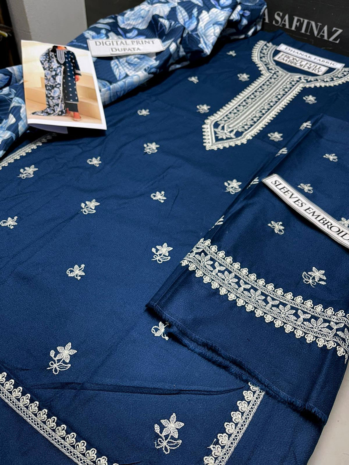 SS-115 Cross Stich Embroidery 3PC Dhanak Suit