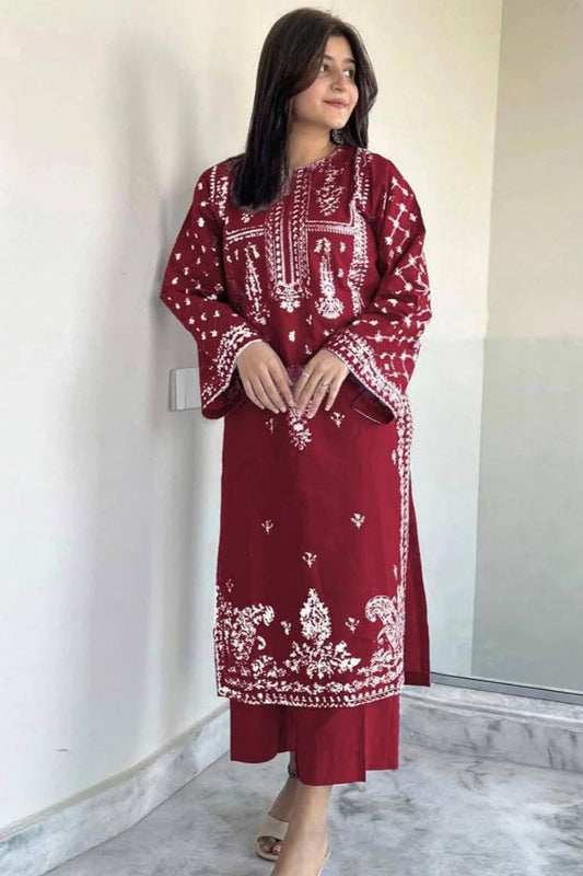 SS-104 Sapphire Embroidery 2PC Dhanak Suit