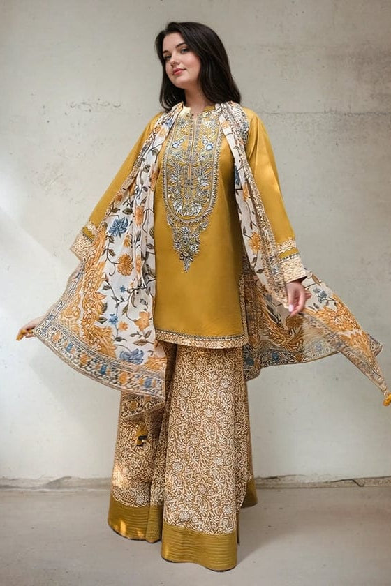 SS-117 Sapphire Embroidery 3PC Dhanak Suit