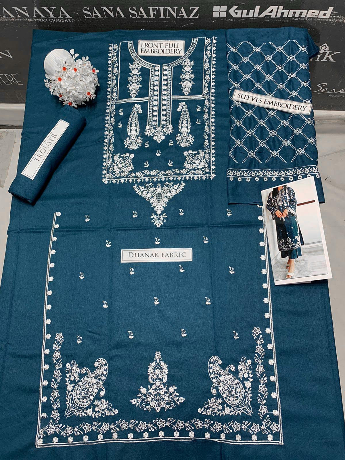 SS-103 Sapphire Embroidery 2PC Dhanak Suit