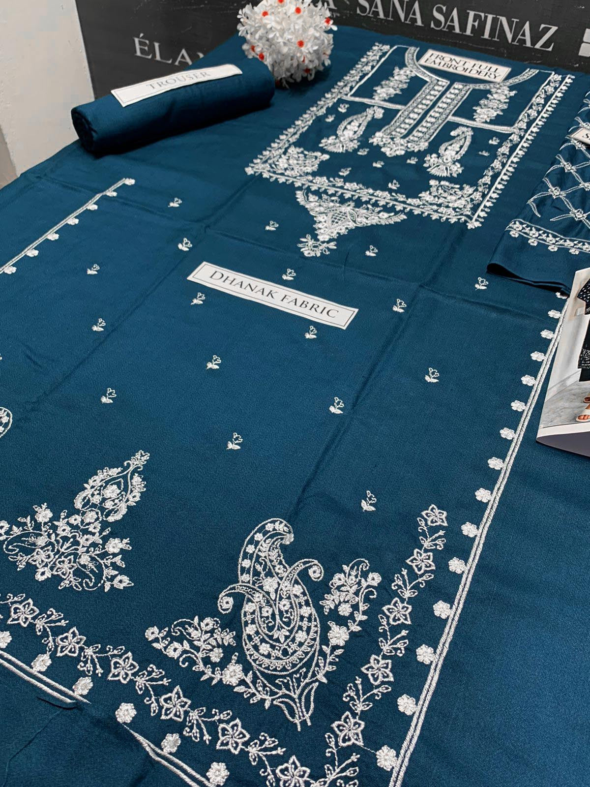 SS-103 Sapphire Embroidery 2PC Dhanak Suit