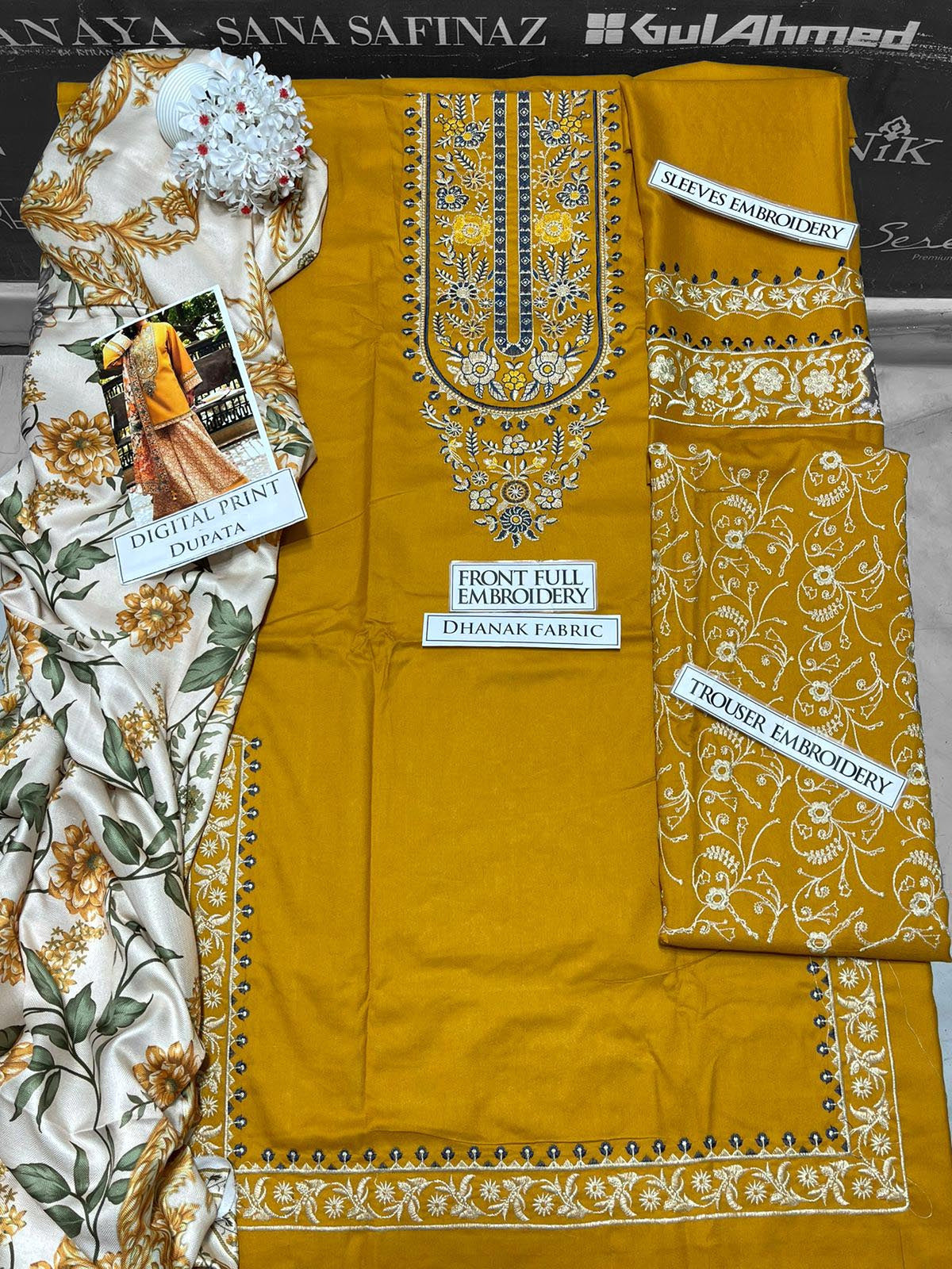 SS-117 Sapphire Embroidery 3PC Dhanak Suit