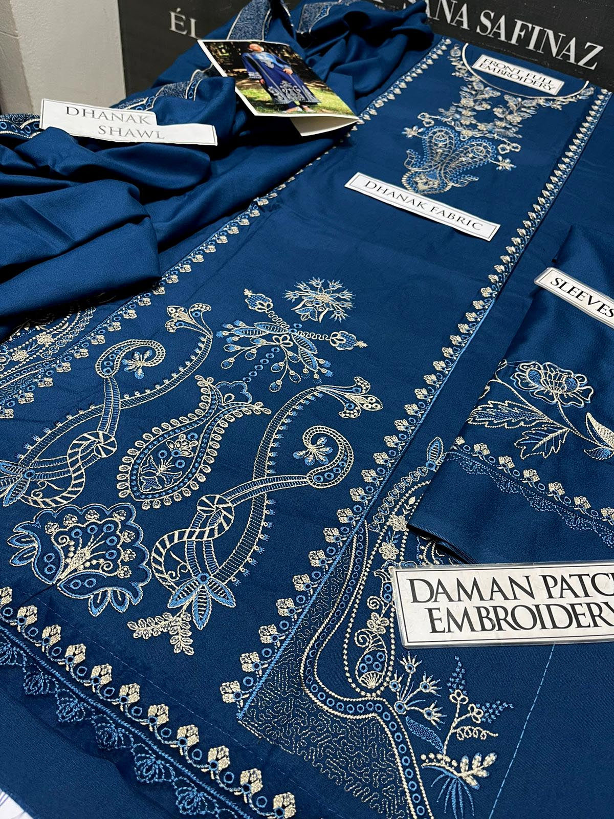 SS-119 Sapphire Embroidery 3PC Dhanak Suit