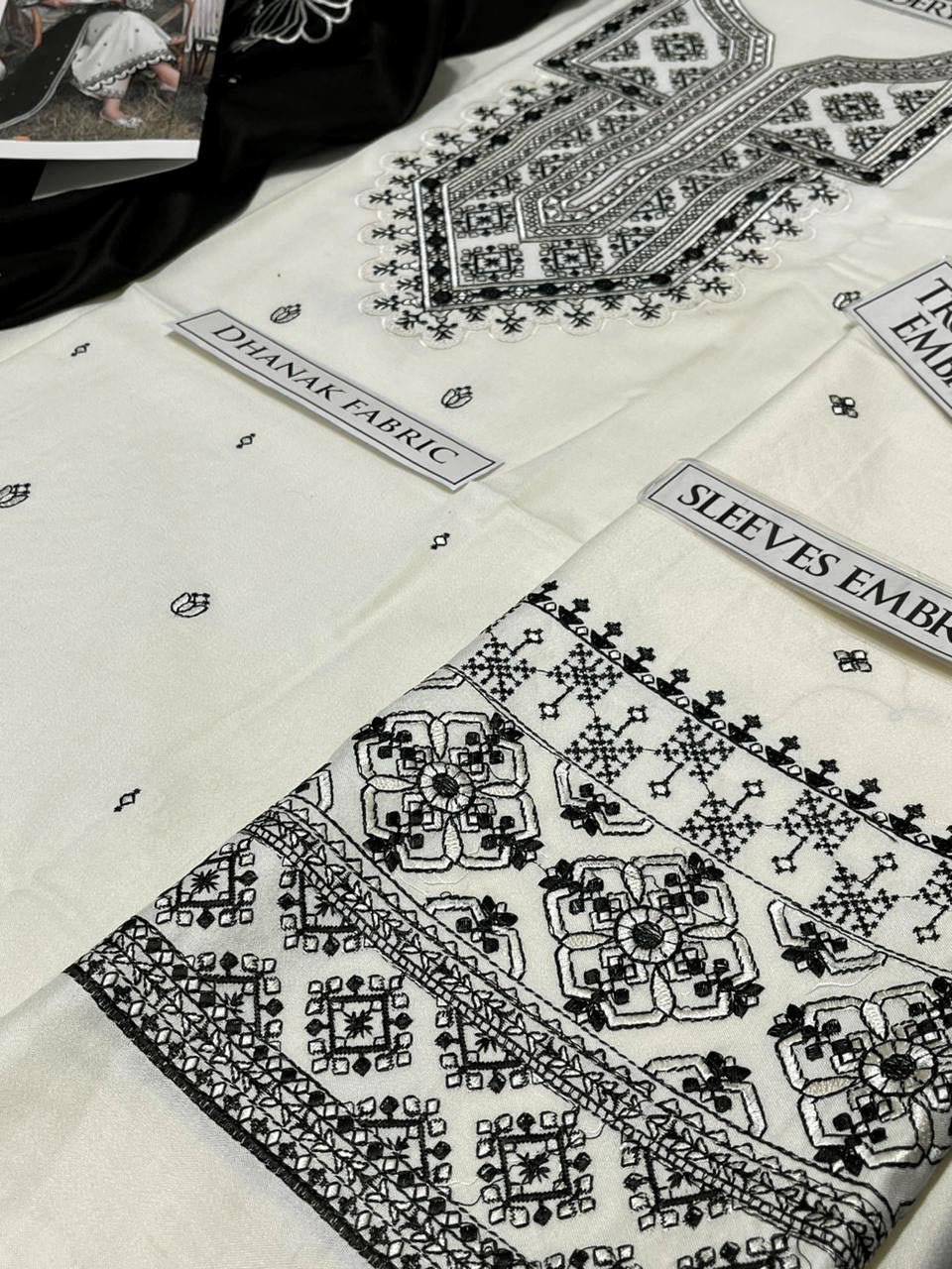 SS-108 Qalamkar Embroidery 3PC Dhanak Suit