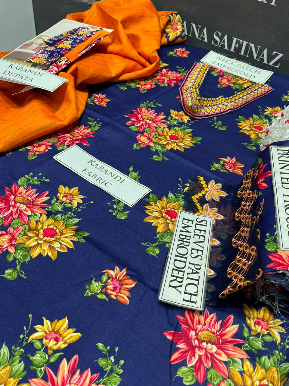 SS-109 Baroque Embroidery 3PC Karandi Suit