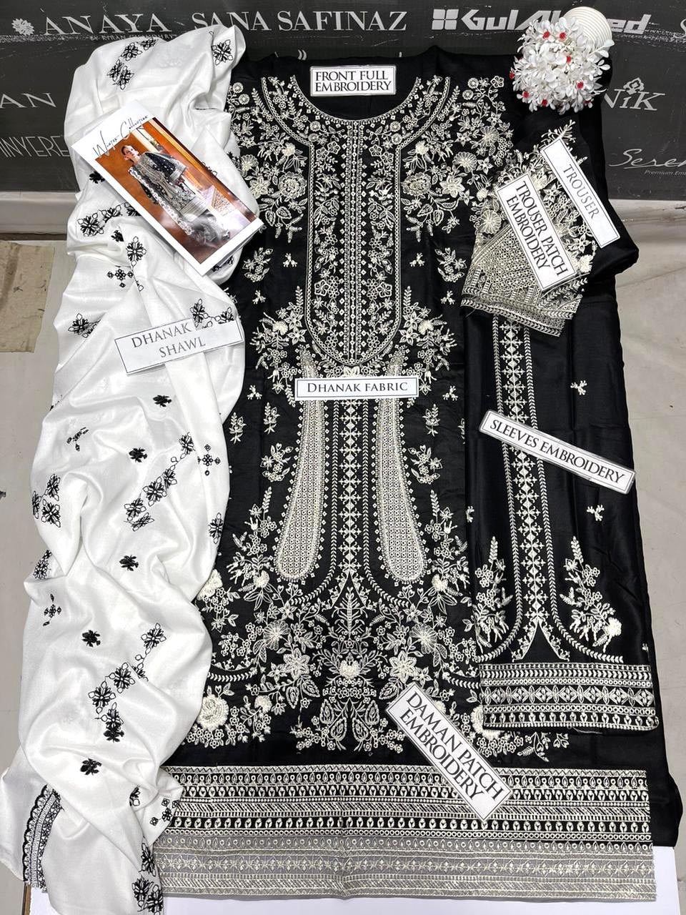 SS-111 Hussain Rehar Heavy Embroidery 3PC Dhanak Suit