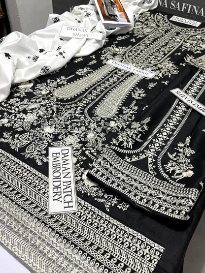 SS-111 Hussain Rehar Heavy Embroidery 3PC Dhanak Suit