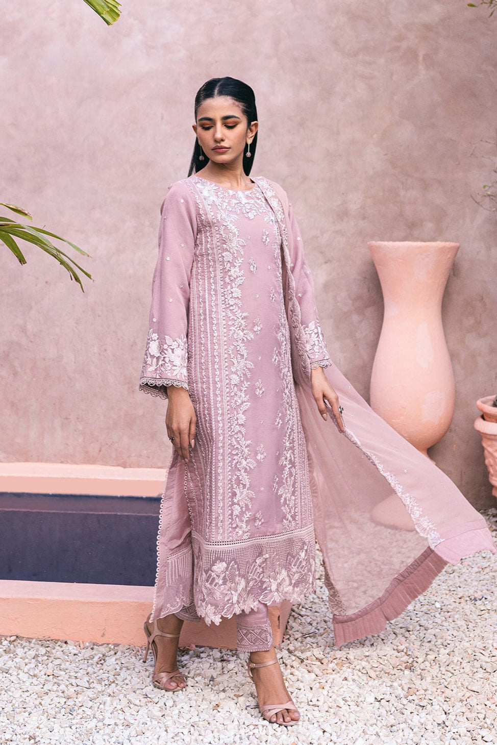 SS-122 Azure Heavy Embroidery 3PC Dhanak Suit