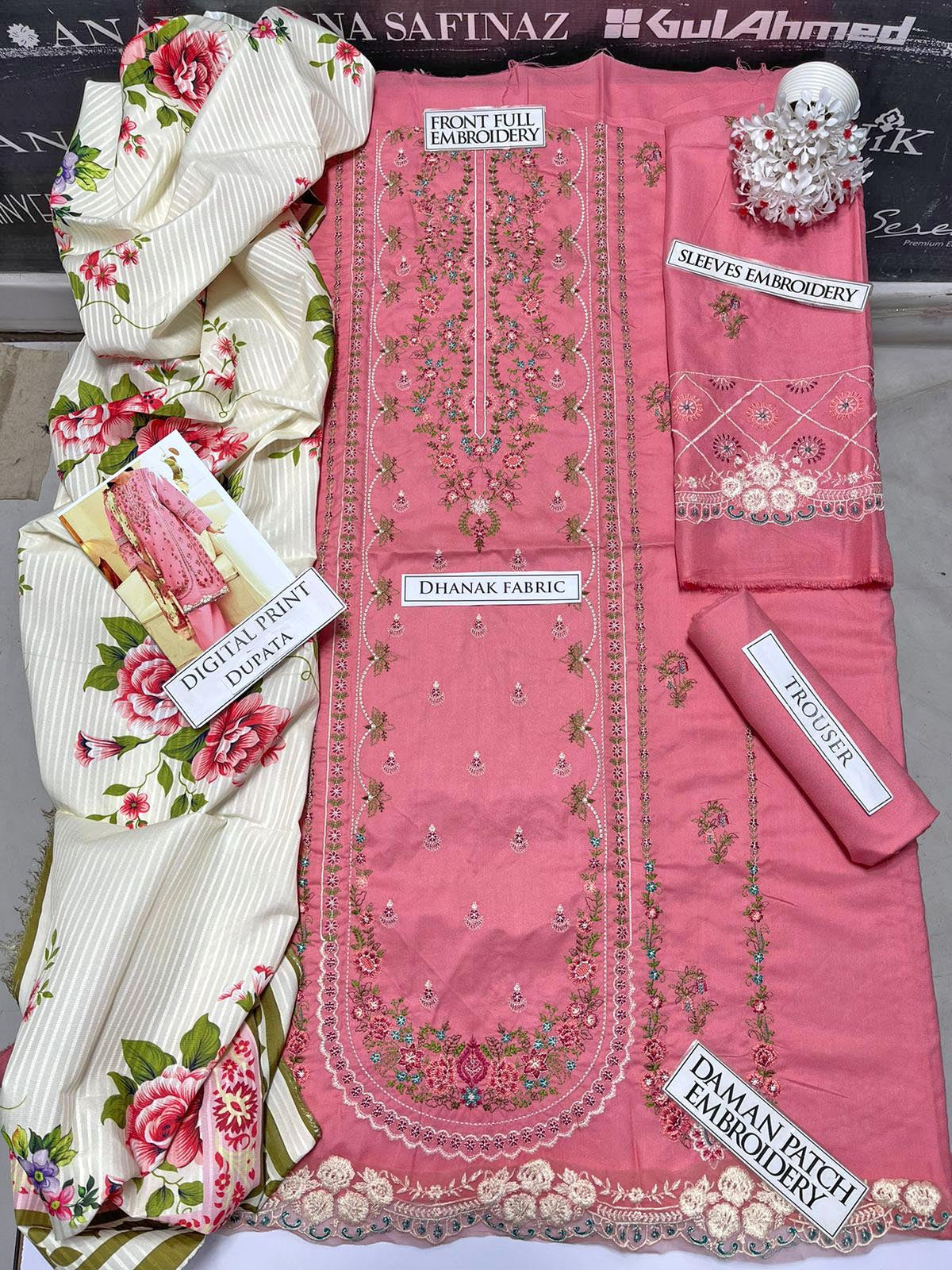 SS-114 Zara Shah Jahan Heavy Embroidery 3PC Dhanak Suit