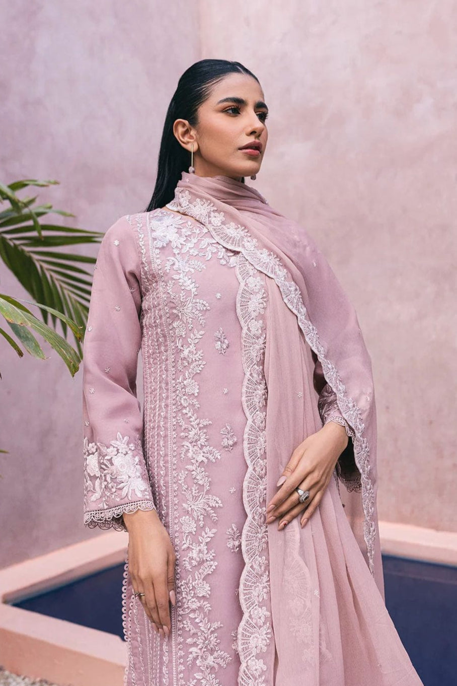 SS-122 Azure Heavy Embroidery 3PC Dhanak Suit
