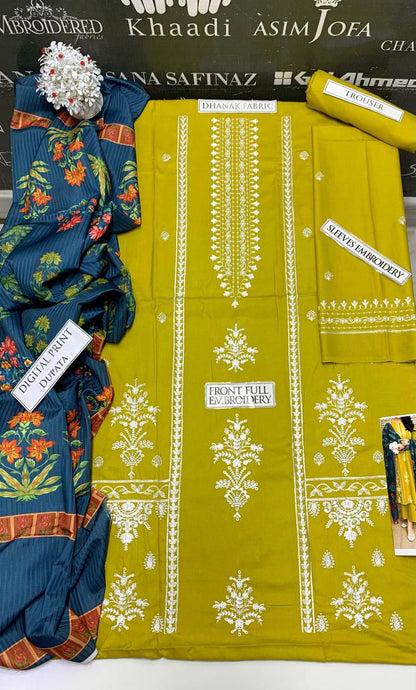 SS-100 Urge Heavy Embroidery 3PC Dhanak Suit