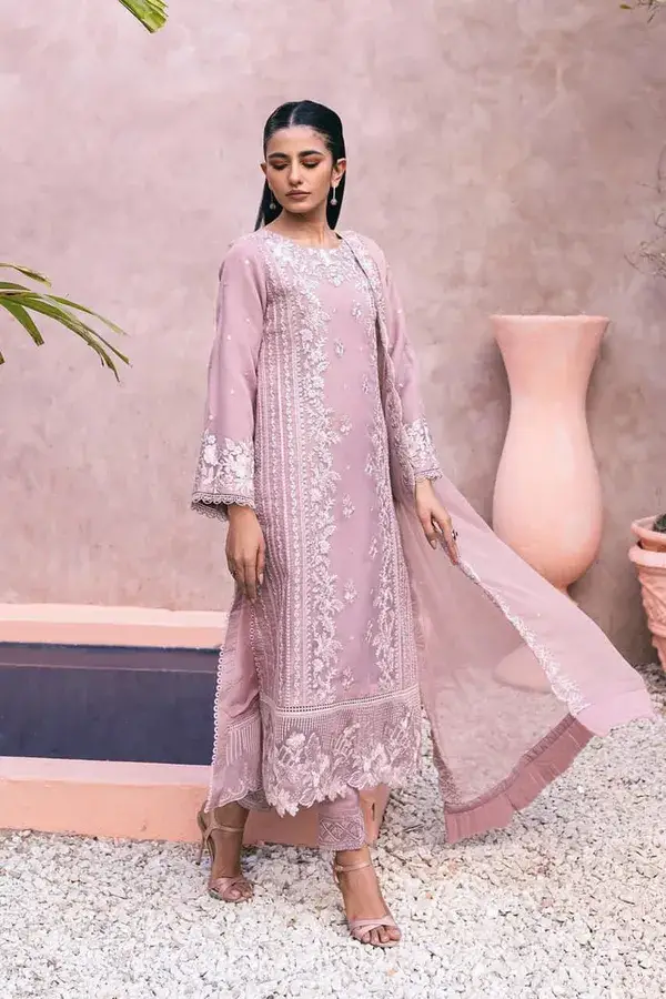 SS-209 | Unstitched | Heavy Embroidered 3PC Dhanak Suit | Dhanak Shawl