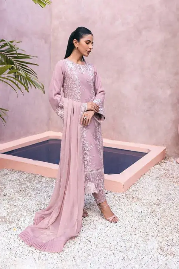 SS-209 | Unstitched | Heavy Embroidered 3PC Dhanak Suit | Dhanak Shawl